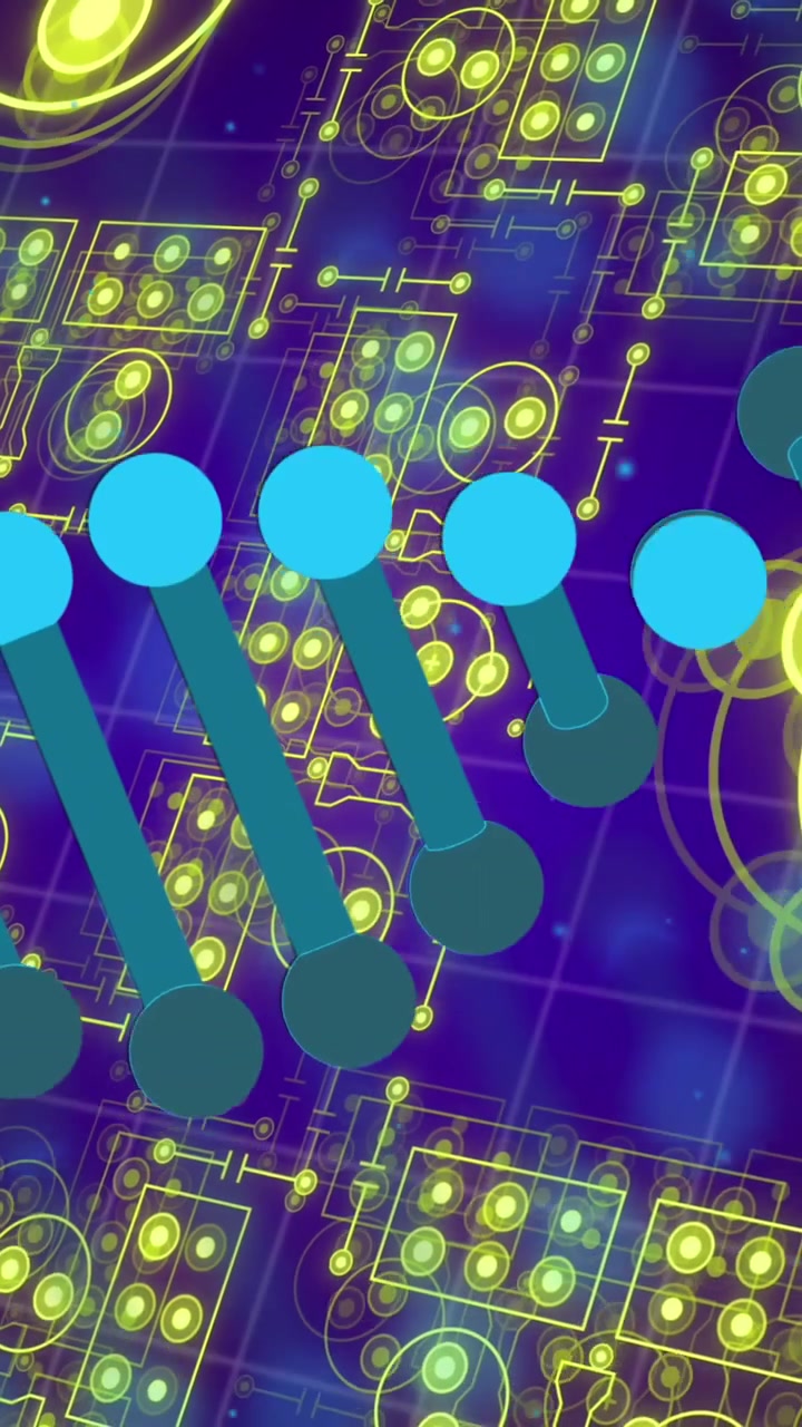 Animation of dna strand over shapes and spots