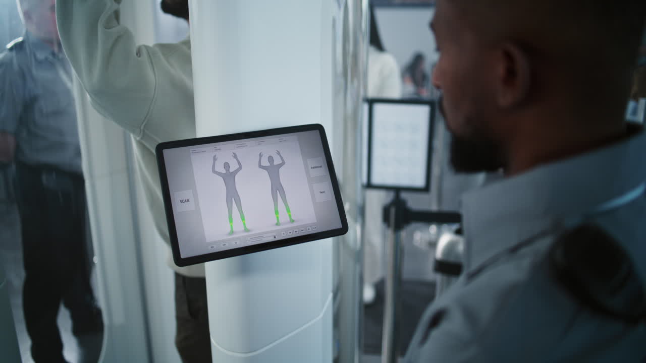 escaneo del cuerpo de seguridad del aeropuerto