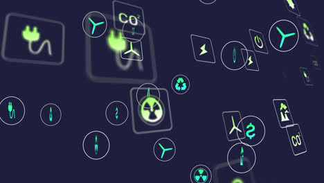 animation of ecology icons on black background