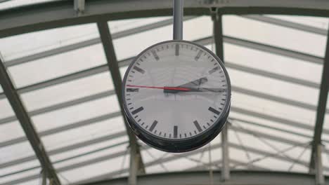 public clock on the train station in 4k