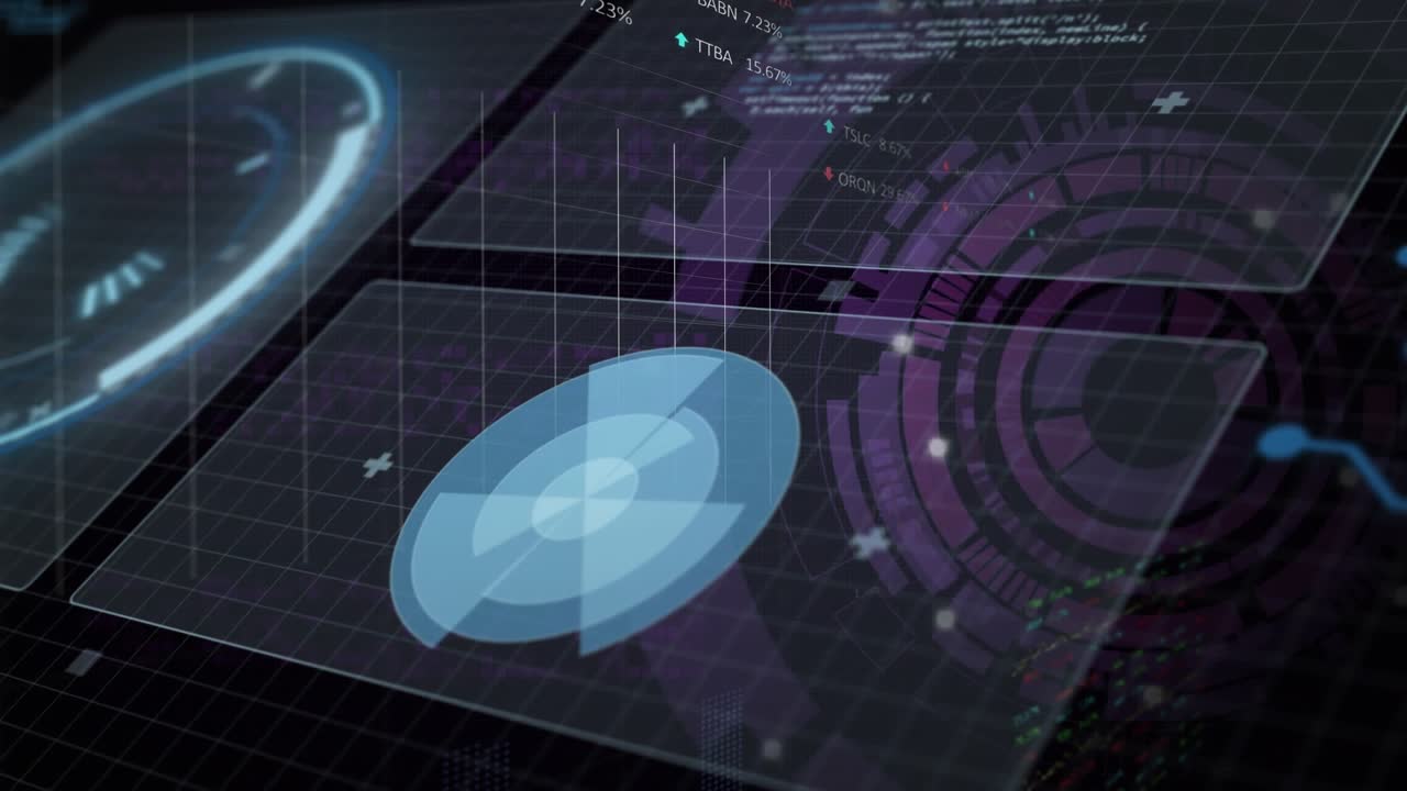 Animation of financial data processing with red line and chain