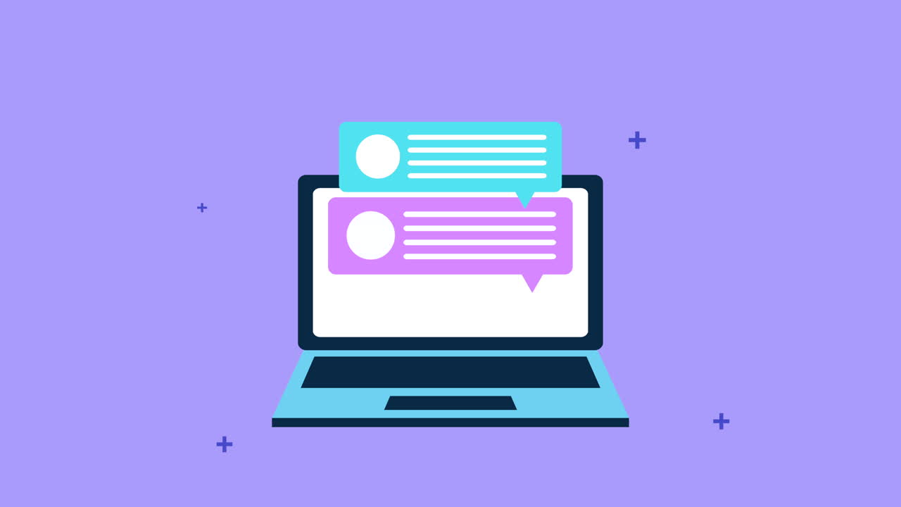 portátil con burbuja de habla chat redes sociales