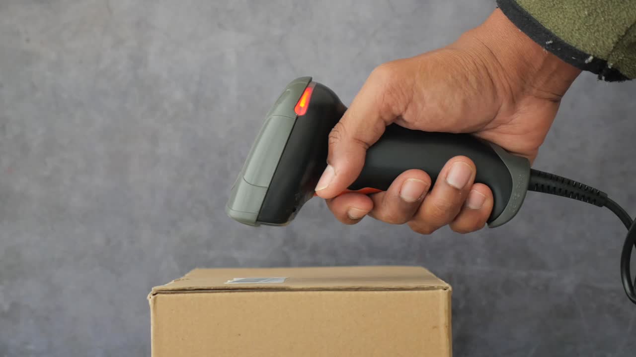 Scanning a package with a barcode scanner