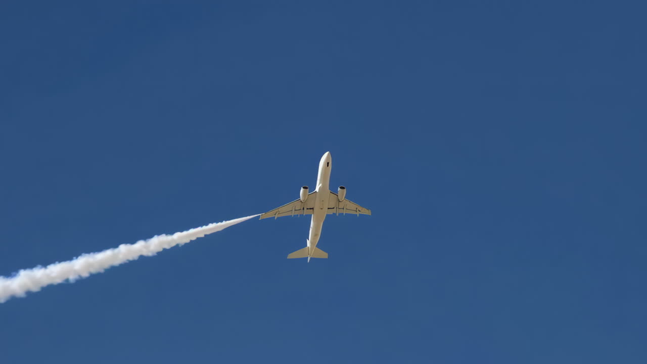 Airplane in Flight with Contrails