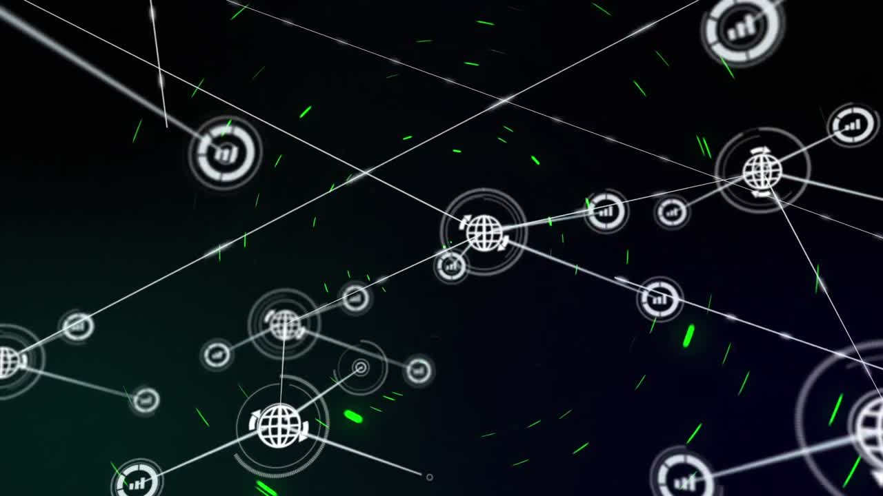 Animation of network of connections on black background