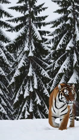 tiger in a snowy forest