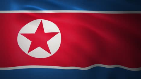 waving flag of north korea. realistic close up slow motion 3d animation