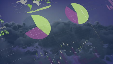 animation of financial data processing over landscape