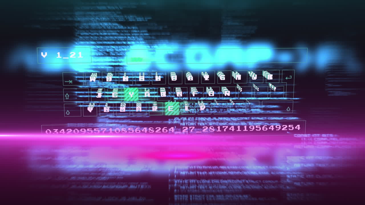 Animation of data processing over screen