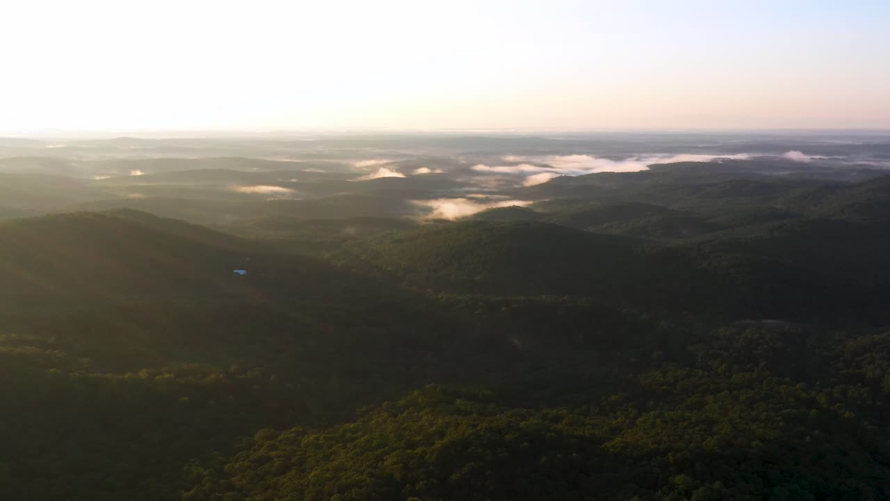 Beautiful Sunset over Amicalola Falls State Park Forests in Georgia, Aerial