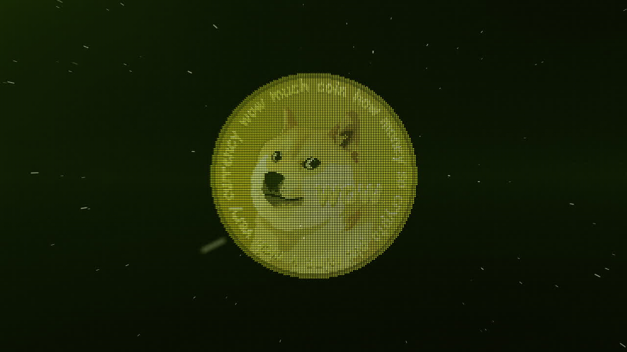 Dogecoin Cryptocurrency Coin Animation with Meme text Prores 4k