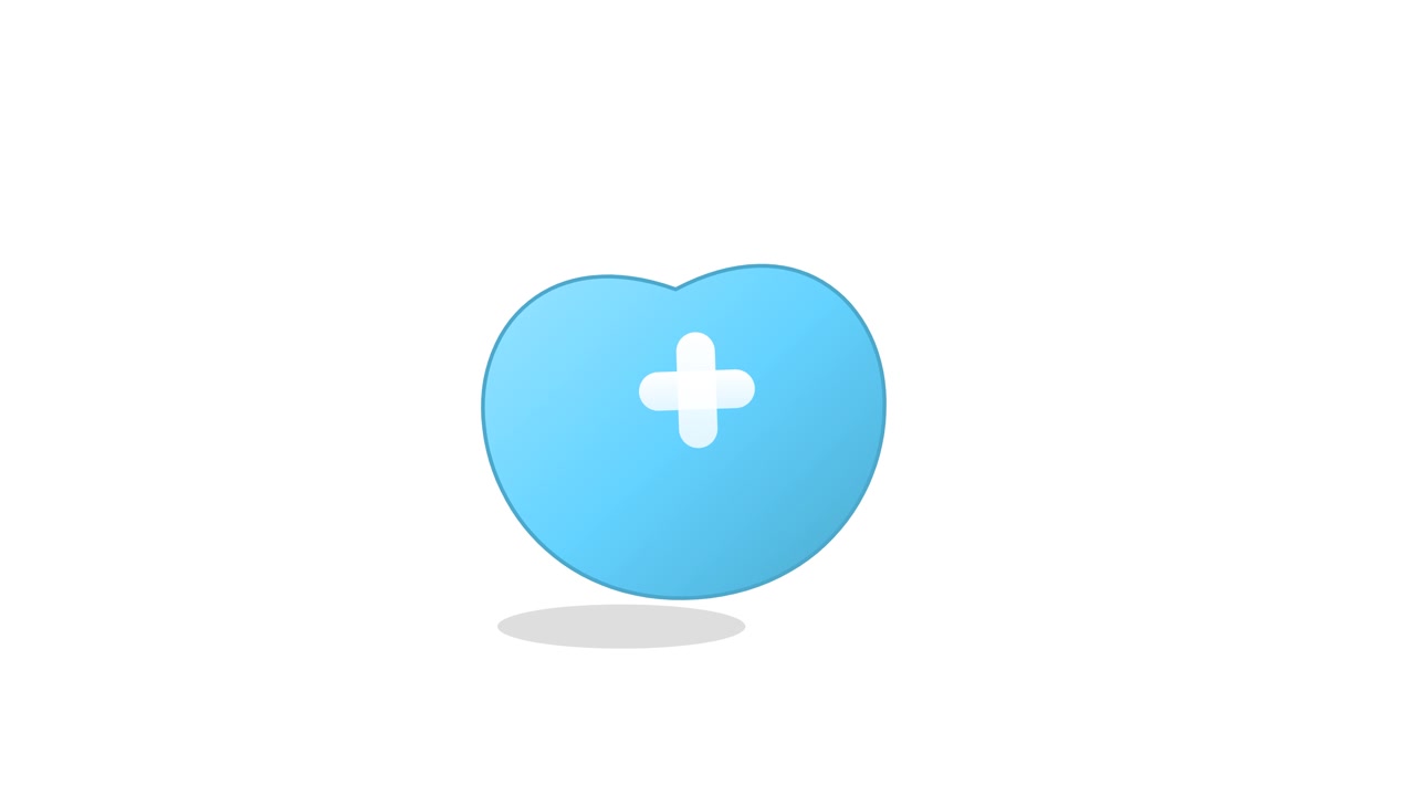 Animated Blue Heart Shape with White Plus Sign Floating