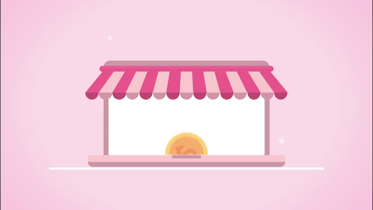 ecommerce technology in laptop animation