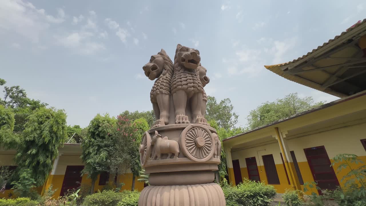 Camera spining around The Ashoka Stambh, also known as the Ashoka Pillar, it is also The National Emblem of India