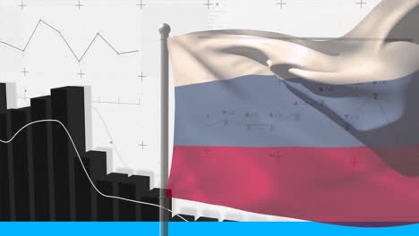 animation of data processing over flag of russia