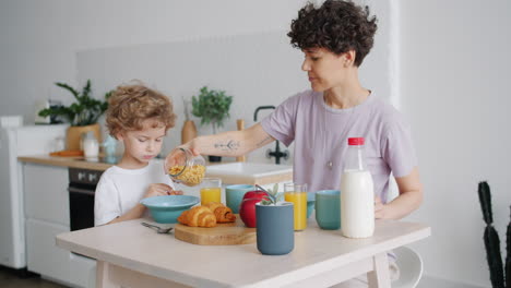 mother and child enjoying breakfast
