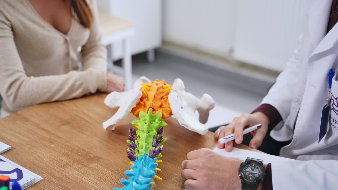 Doctor Discussing Spine Model with Patient