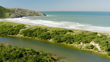 panoramic aerial view of lagoinha do leste beach, florianopolis, santa catarina, brasil