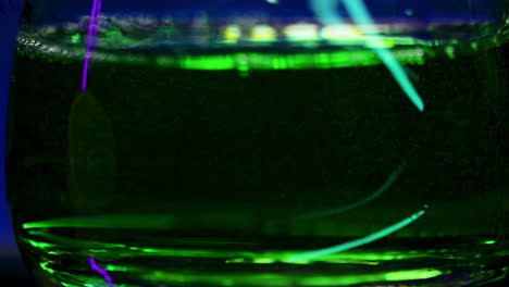 líquido verde en un frasco de vidrio bajo luz