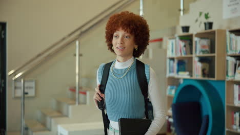 student at the library