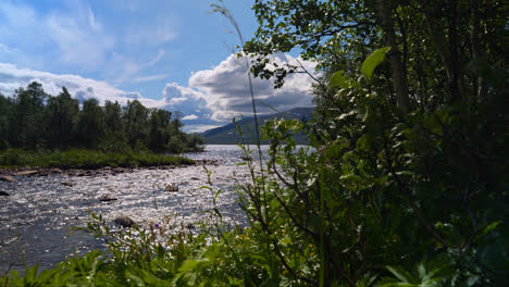Flussstrom-Mit-Süßwasser,-Fjorde-Und-Berge-Mit-Wunderschöner-Norwegischer-Natur,-Offenbaren-Dolly-Shot