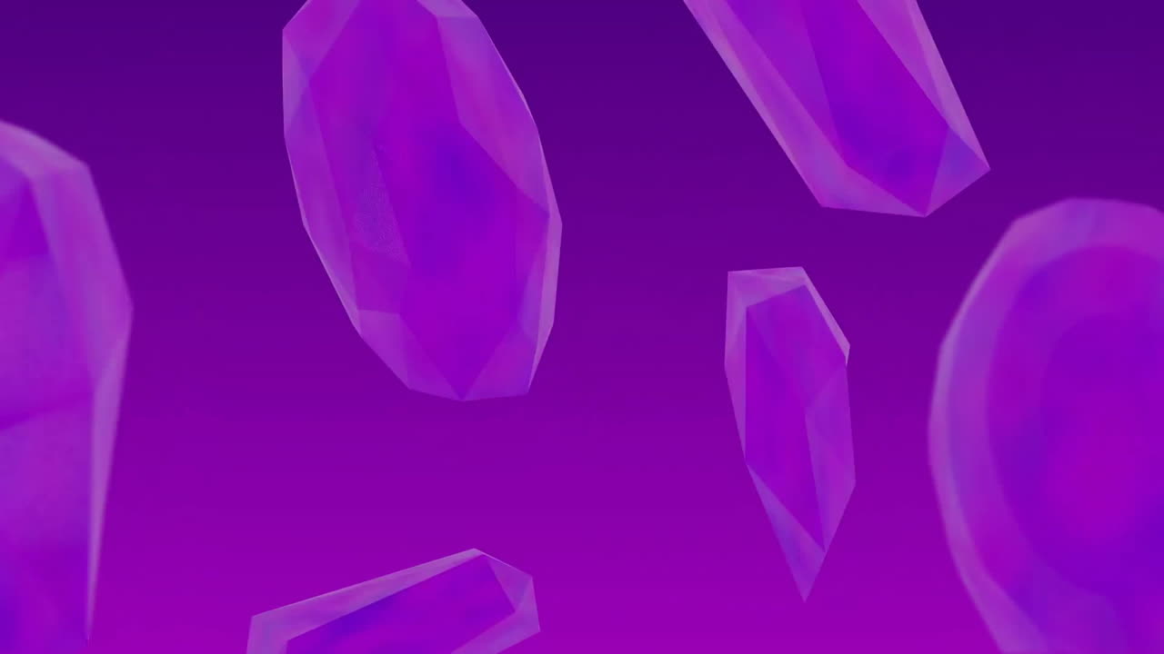 Animation of purple floating rocks rotating on purple background