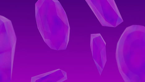 animation of purple floating rocks rotating on purple background