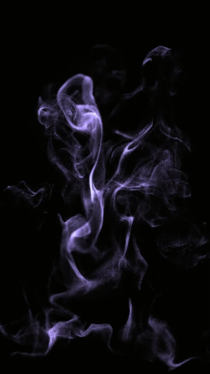 Particelle viola astratte che scorrono su sfondo nero