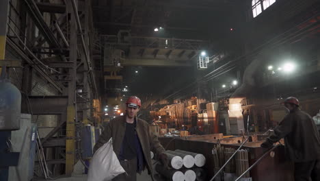 industrial workers in steel mill