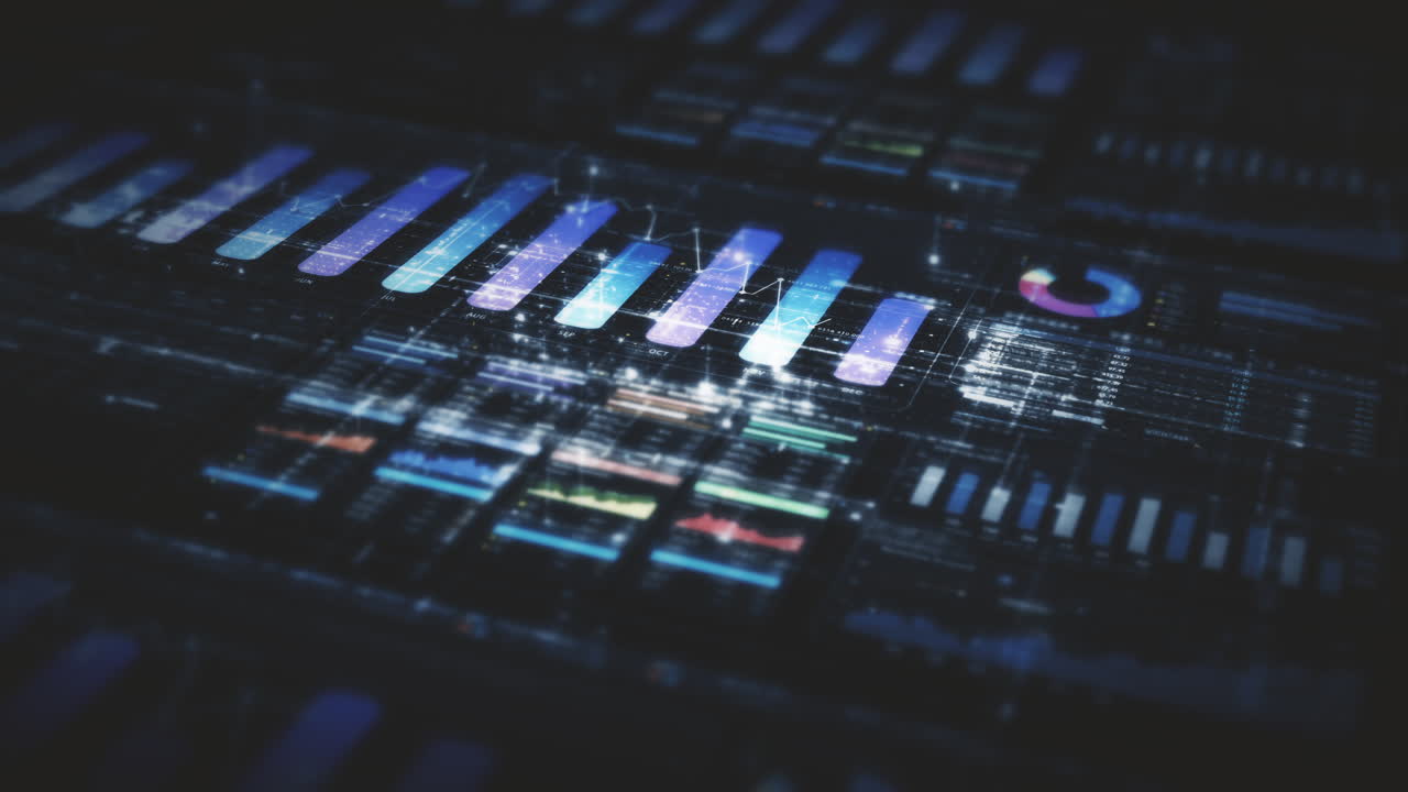 visuales de datos dinámicos para gráficos de información de negocios, gráficos animados e insights basados en datos para una maqueta de reunión de negocios. explore el mundo del comercio, las bolsas de valores y la criptografía