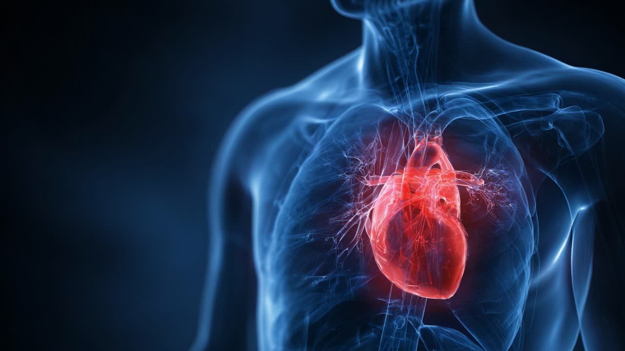A Visual Representation of the Human Heart Within a Transparent Body Simulation, Highlighting the Complex Network of Blood Vessels and the Heart's Vital Role in Circulation and Overall Health