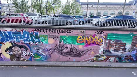 graffiti wall art in paris france, urban spray painting painted walls, europe
