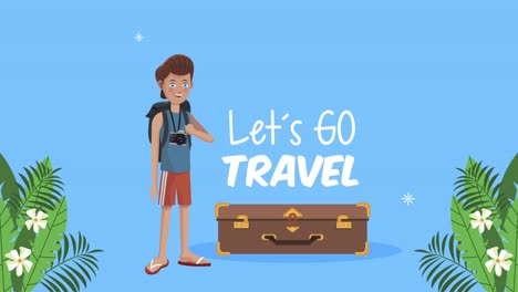 vamos a viajar con letras de turista y maleta