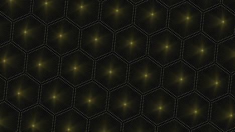 elegante y moderno patrón hexagonal negro y dorado con círculos brillantes