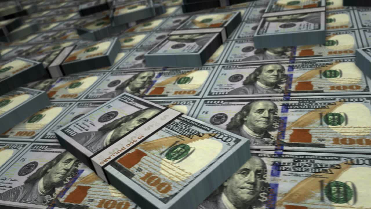 dinero billete de banco paquete de bucle animación dólar