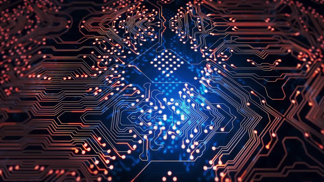 파란색 배경 위의 연결 네트워크의 애니메이션