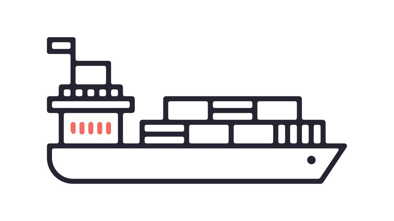 Ship Management Line Icon Animation with Alpha