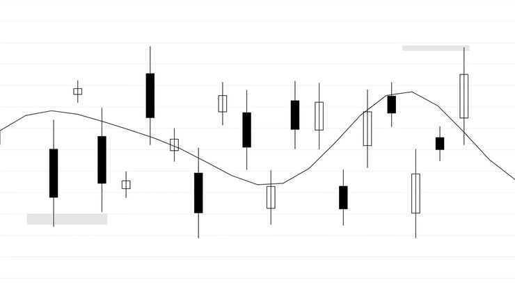 Animated Financial Candlestick Chart with Moving Average Line