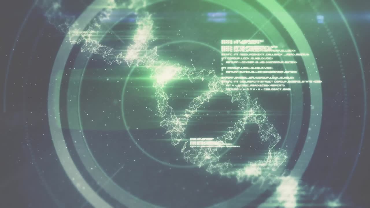 dna 가닥의 애니메이션과 과학적 데이터 처리