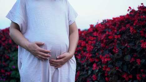 happy pregnant woman and expecting baby at home.