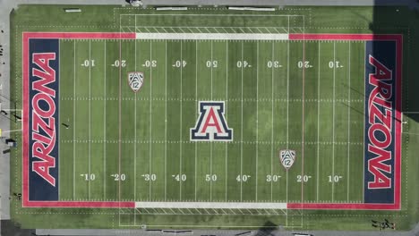 Overhead-View-Of-Arizona-Stadium-With-Artificial-Field-Turf-On-The-University-of-Arizona-Campus-In-Tucson,-Arizona