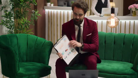 white collar worker attends videocall