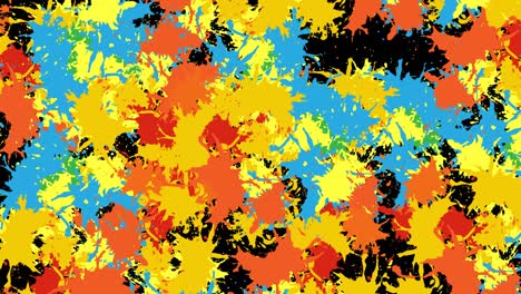 animación de salpicaduras multicolores de pintura sobre un fondo negro
