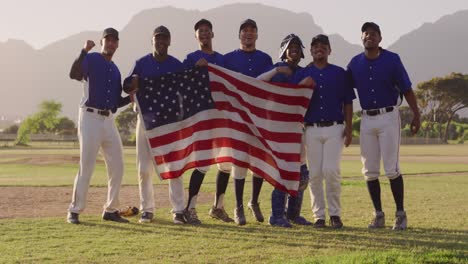 baseball players with the american flag