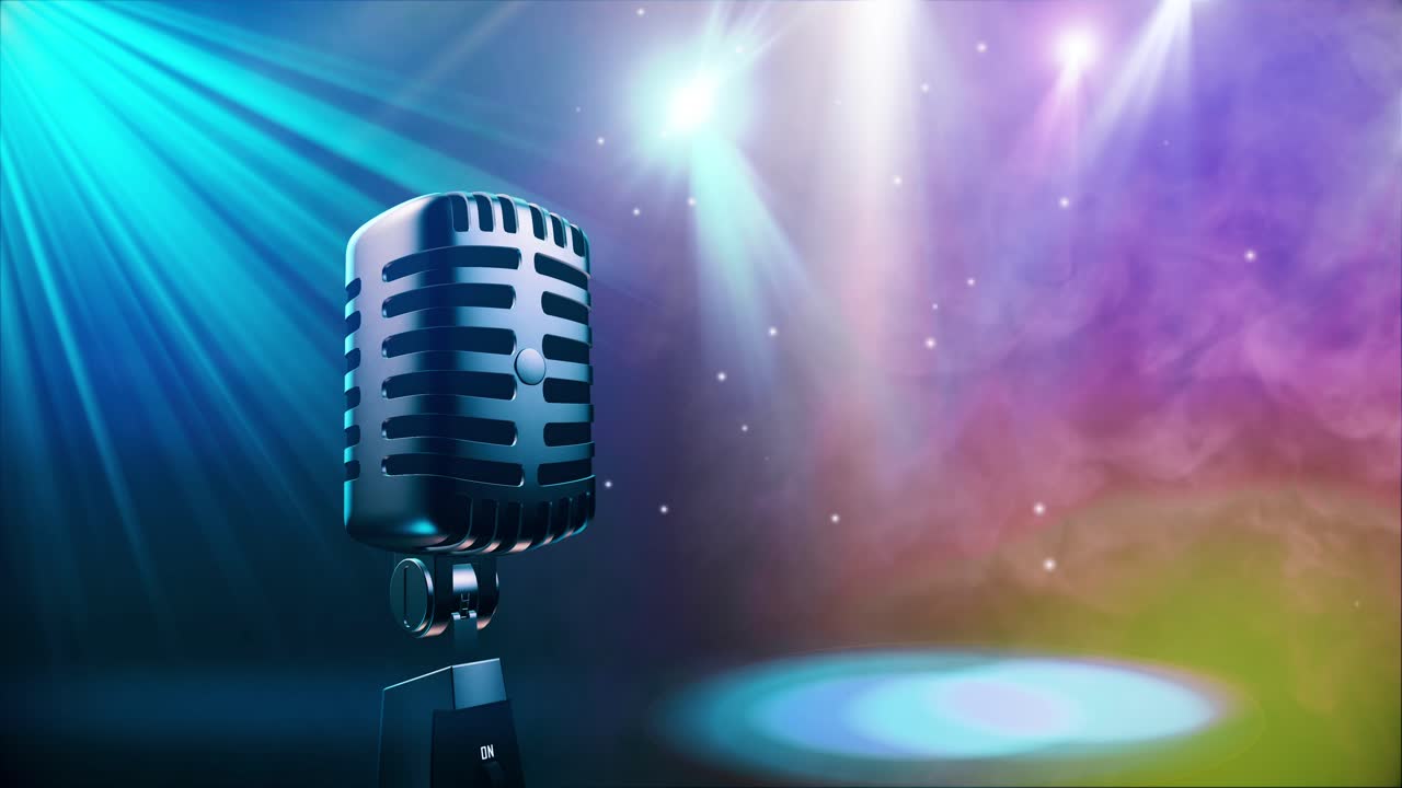 micrófono retro en el escenario