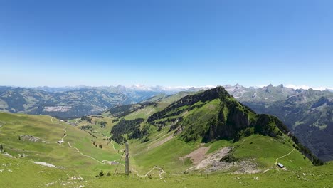 flight towards swiss mountains at fronalpstock, switzerland, europe