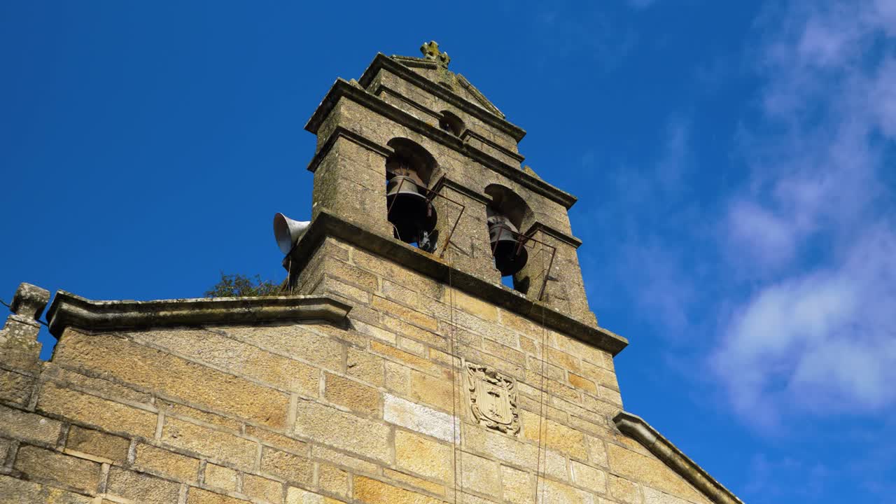 Bell tower of San Xoan church in Vilar de Santos, Ourense, Galicia, Spain
