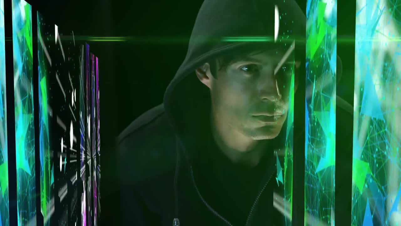 animación de la red de conexiones sobre el hombre caucásico