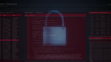 animación del procesamiento de datos a través de un candado