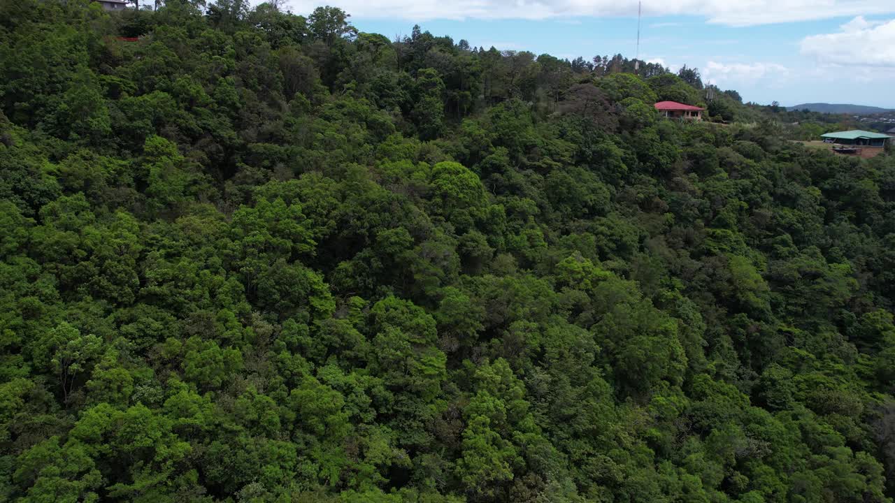 Drone View of Green Hills and Forest Above Caldera River, Boquete, Panama